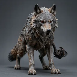 photo taken of an epic intricate, ultra detailed, super realistic gritty, exquisitely weathered animatronic movie prop of a lifelike sculpture of a werewolf creature created by weta workshop, portrait, photorealistic, sharp focus, 4 0 0 0 k, f 1. 4