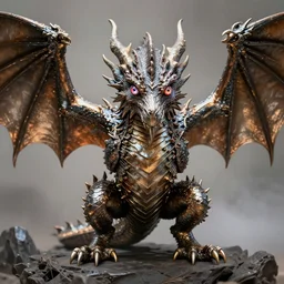 fantasy metallic dragon with infinite eyes
