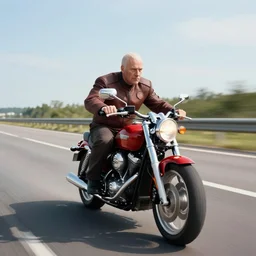 captain sisko riding a motorcycle down the autobahn