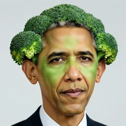 broccoli hairstyle for barack obama with a green face