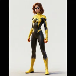 full body character turnaround of a woman in an orb weaver outfit, character sheet, matte painting, spiderwoman!!, john singer sargent, good value control, highly detailed portrait, character turnaround, digital painting, concept art, sharp focus, smooth, 3 d model, illustration, yellow and black color scheme, realistically proportioned body