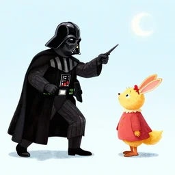 an illustration of harry potter fighting darth vader of goodnight moon by margaret wise brown