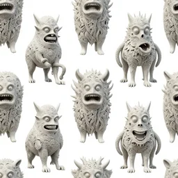 a seamless pattern of photorealistic elaborate and detailed surreal monsters by zaha hadid and frank gehry, damask pattern, red and gold accents, 3 d kitbash monster details, realistic monsters, artstation, futuristic monsters, aerial view, macro shot, closeup detail, right angles, perfectly symmetric, octane render in maya and houdini, vray, ultra high detail ultra realism, unreal engine