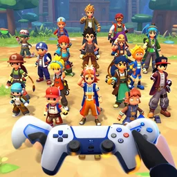 a video game with a bunch of characters on it, a screenshot by miyamoto, polycount, sots art, playstation 5 screenshot, prerendered graphics, 2 d game art