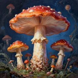 psychedelic mushrooms dream, insanely detailed matte painting, by dave mckean, masterpiece