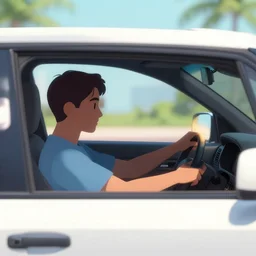 metin 2 character driving in a car through miami