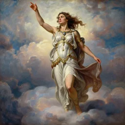 Full body oil painting of the beautiful goddess Gal Gadot as Artemisa, she is wearing roman clothes and a surreal jewelry, her hair is natural disheveled, she is approaching heaven over the clouds, naturalism, dramatic lighting, high-detailed oil painting by Ilya Repin, Michelangelo da Caravaggio, William Blake, Alex Grey and Beksinski, trending on Artsation, hystorical painting, naturalism, masterpiece, 4k, 8k,