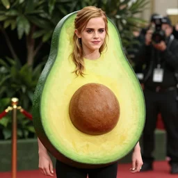 emma watson dressed as an avocado, high quality photography