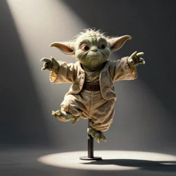 yoda dancing on a pole