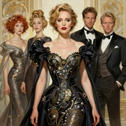 Uma Thurman wearing epic haute couture by Alexander McQueen, extremely beautiful and proportionate face, in the aesthetic of mert and marcus,  masterpiece, intricate, elegant wardrobe, highly detailed, digital painting, artstation, concept art, smooth, sharp focus, illustration, art by artgerm and james jean and greg rutkowski and alphonse mucha