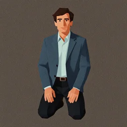painterly textured screen print, image of a man on his knees, full body portrait, film grain 1 9 6 0 s - 7 0 s art low poly character painterly design