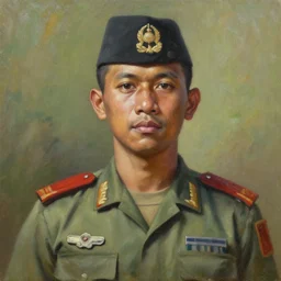 oil painting of an indonesian solider, detailed