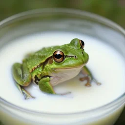 frog emerging from yogurt