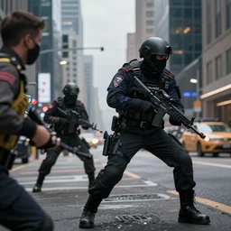 “ rtx on, 3 0 9 0 capable, 2 1 savage in counter terrorist uniform, fighting crime in the city of atlanta, unreal engine, concept art ”
