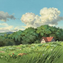 vintage ghibli pandora matte painting landscape