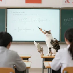 a cat in a classroom teaching calculus