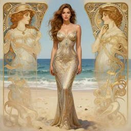 full body portrait of addison rae wearing a skintight dress in a beach, intricate, elegant, highly detailed, digital painting, artstation, smooth, sharp focus, illustration, art by artgerm and greg rutkowski and alphonse mucha, 8 k