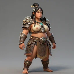 curvy asian tribal armor girl by daniel gerhartz, trending on art station