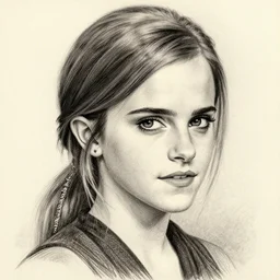 extremely ultra highly detail pencil sketch drawing of emma watson,