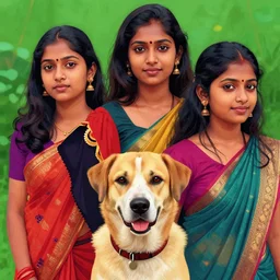 mix of beautiful sri lankan female as a dog, perfect faces, outdoors, very coherent and colorful high contrast art, artstation, deviantart, digital art