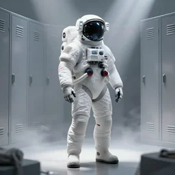 a beautiful artwork illustration, concept art sketch of a futuristic astronaut in a white futuristic cybernetic suit in the locker room, volumetric fog, godrays, high contrast, high contrast, high contrast, vibrant colors, vivid colors, high saturation, by Greg Rutkowski and Jesper Ejsing and Raymond Swanland and alena aenami, featured on artstation, wide angle, vertical orientation