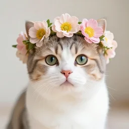 a cute kitten with a flower crown