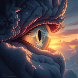 eye of the ice dragon, greg rutkowski, rhads, ferdinand knab, makoto shinkai lois van baarle, ilya kuvshinov, rossdraws, tom bagshaw, global illumination, intricate, detailed, atmospheric lighting, golden hour
