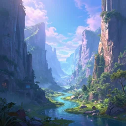 The valley of forgotten hopes and dreams, a fantasy sci-fi dreamworld painting in neon geometric inks, art nouveau by Terese Edvard Guay Kinkade