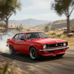 a photo of a nissan s 1 3 drifting in red dead redemption 2