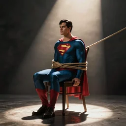 superman tied to a chair with ropes