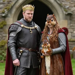male king arthur and his squirrel wife, 8 k photo