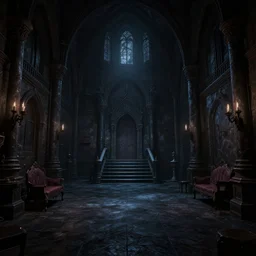 dark sinister vampire lair interior by Marc Simonetti, adventure game