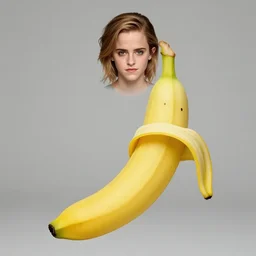 emma watson as an actual banana for an upcoming movie directed by chiquita brands international inc., surrealism, promo shoot, studio lighting