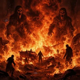 scenary, scary, nightmare, matte painting, fiery hell, mack sztaba