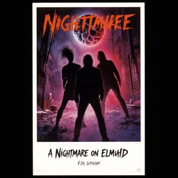 a nightmare on elm street movie poster, vintage, cinematic lighting, vivid vintage coloring