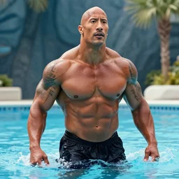 Dwayne Johnson in water world 4K quality super realistic
