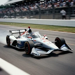 futuristic car race overtaking at indianapolis 5 0 0, 2 0 5 0 s, film grain, motorsports photography