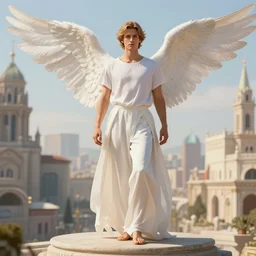 a full body beautiful charlie bowater render of an angel in a holy city