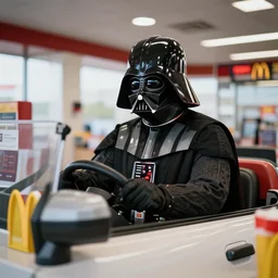 darth vader working at mcdonalds drive thru, mcdonalds drive thru, XF IQ4, 150MP, 50mm, F1.4, ISO 200, 1/160s, natural light, Adobe Photoshop, Adobe Lightroom, photolab, Affinity Photo, PhotoDirector 365