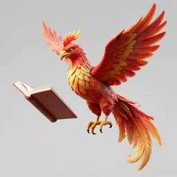 A render of a phoenix reading a book | Detailed | HD | Digital Art | 2018 | Modern | DC | Color | Glossy | 3D | Raytraced | Award Winning |  Artstation | Trending | Viral | Colorful | Amazing | Cute | Artistic | Soft Lighting | Cell Shader | Lovely | Fanart | Soft | Artwork | Hard Line