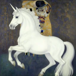 unicorn, gustav klimt style