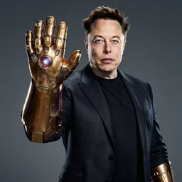 elon musk holding the infinity gauntlet, 8 k