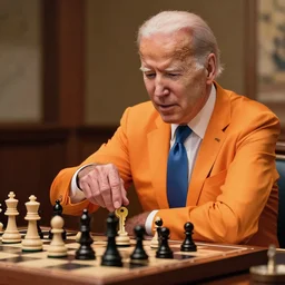 photorealistic Joe Biden playing chess against an orange, anime key visual, digital art, anime screenshot, kyoto animation, makoto shinkai, trending on artstation