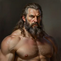 Portrait of a muscular middle aged Knight with big sideburns, muttonchops, detailed face, fantasy, highly detailed, cinematic lighting, digital art painting by greg rutkowski