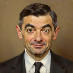highly detailed portrait of mr bean, oil painting by joseph siffred duplessis, global illumination