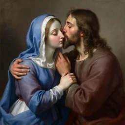jesus kissing a maria maddalena, elegant, highly detailed, digital painting, artstation, concept art, matte, sharp focus, illustration - n 9