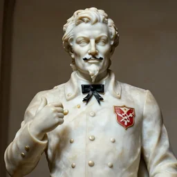 colonel sanders as marble statue by michaelangelo, high lights, 4 k, high detailed photography, 5 0 mm lens, depth of field, cinematic