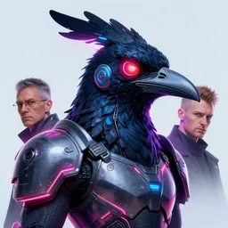 neon armored kenku, artistically anthropomorphic black bird head. neon, science fiction, portrait by donato giancola and greg rutkowski and wayne barlow. top all time r / imaginarycyberpunk.