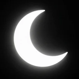 black and white photo of a glowing white silhouette with a crescent for a head, 1 9 6 0 s, unsettling, cursed