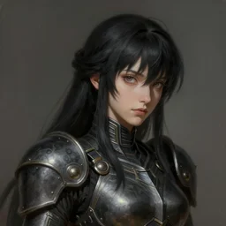 head and shoulder portrait of Samus Aran with partial armor, dark fantasy, medium shot, intricate, elegant, highly detailed, digital painting, volumetric light, artstation, concept art, smooth, sharp focus, illustration, art by Gil Elvgren and Greg Rutkowski and Alphonse Mucha